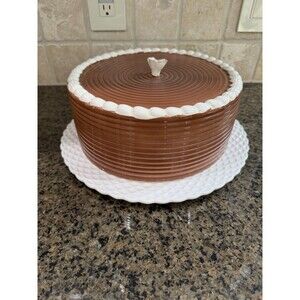 Vintage Ceramic Chocolate Cake Dome & Platter Set - Made in Portugal